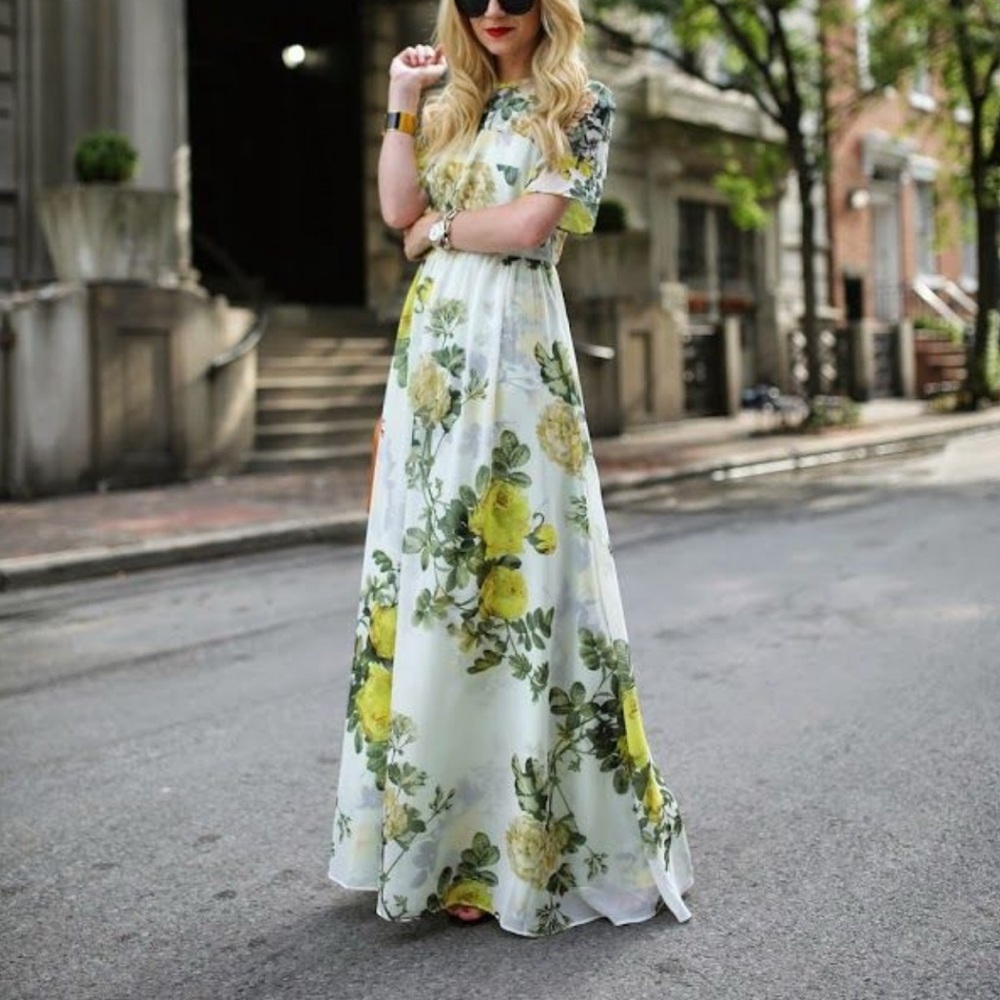 ASOS Yellow and Cream Floral Dress NWOT